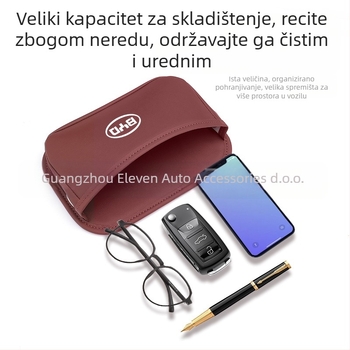 Torba za pohranu iza stražnjeg sjedala automobila – prava koža, XI marka, viseći tip, mogućnost otiska logotipa.