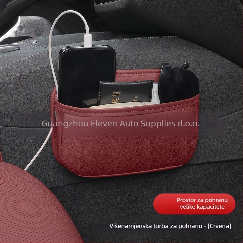 Torba za pohranu iza stražnjeg sjedala automobila – prava koža, XI marka, viseći tip, mogućnost otiska logotipa.