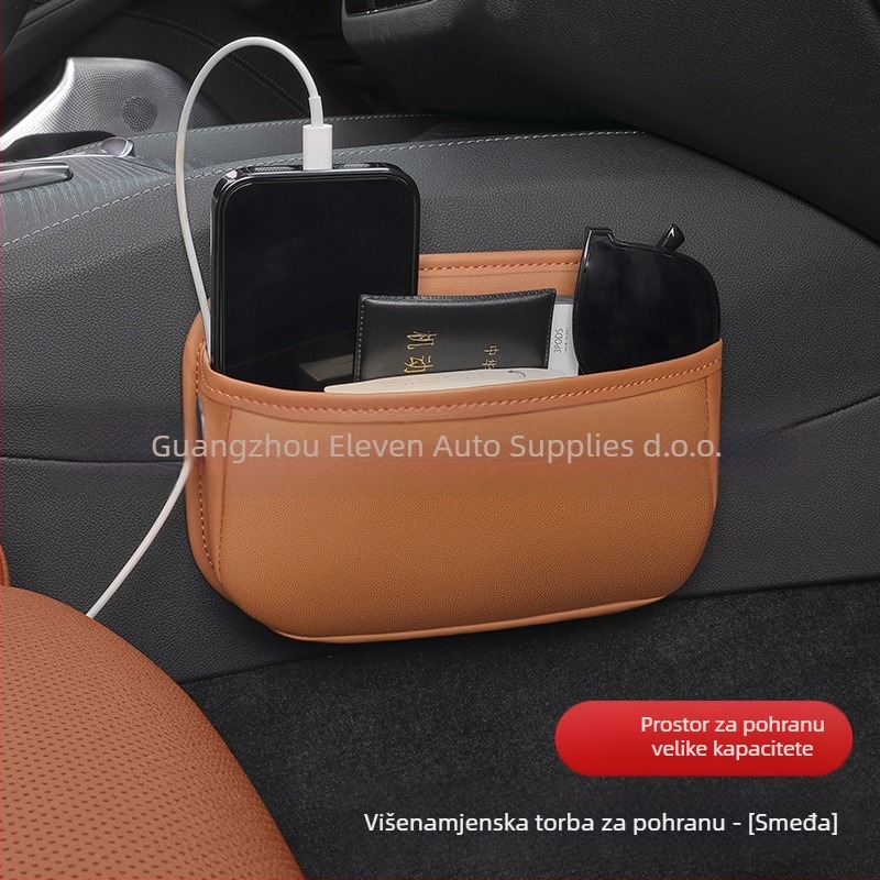 Torba za pohranu iza stražnjeg sjedala automobila – prava koža, XI marka, viseći tip, mogućnost otiska logotipa.