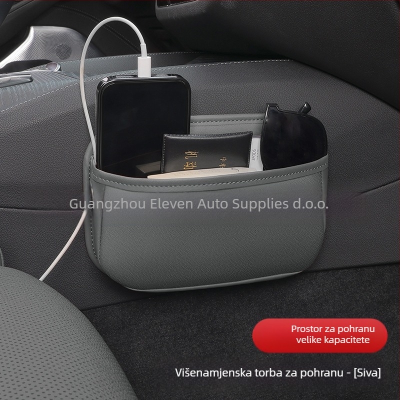 Torba za pohranu iza stražnjeg sjedala automobila – prava koža, XI marka, viseći tip, mogućnost otiska logotipa.