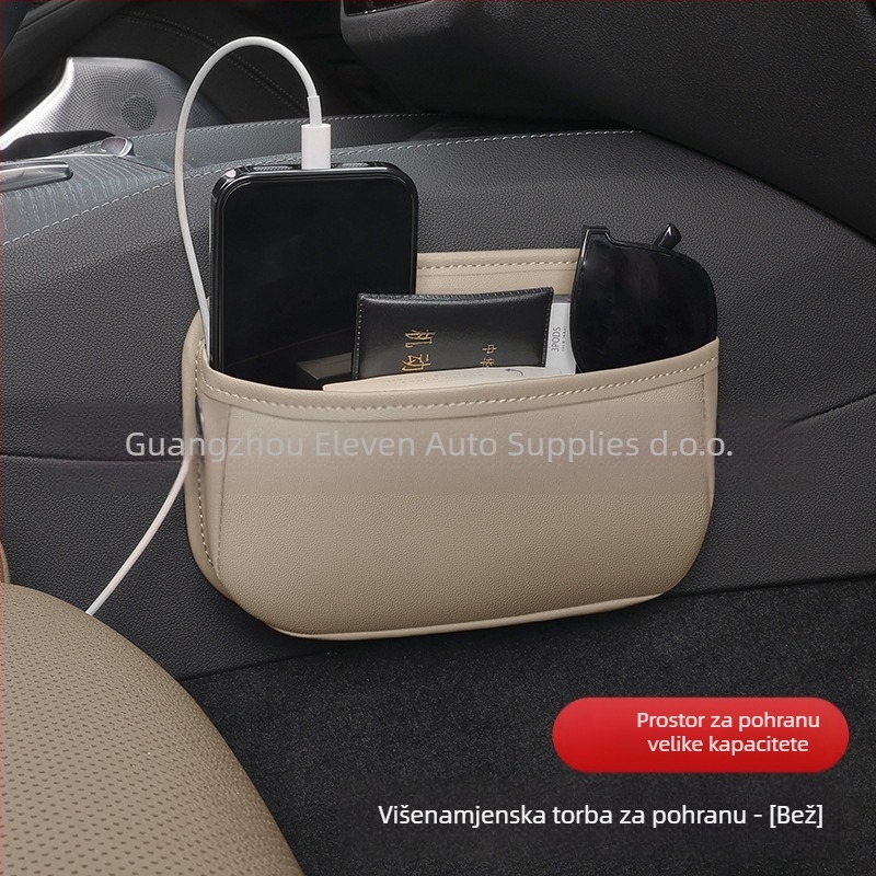 Torba za pohranu iza stražnjeg sjedala automobila – prava koža, XI marka, viseći tip, mogućnost otiska logotipa.