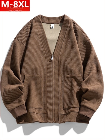 Pleten kardigan u hongkoškom stilu, prozračan materijal, V-izrez, dugi rukavi, ležeran kroj