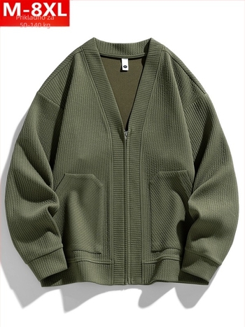 Pleten kardigan u hongkoškom stilu, prozračan materijal, V-izrez, dugi rukavi, ležeran kroj