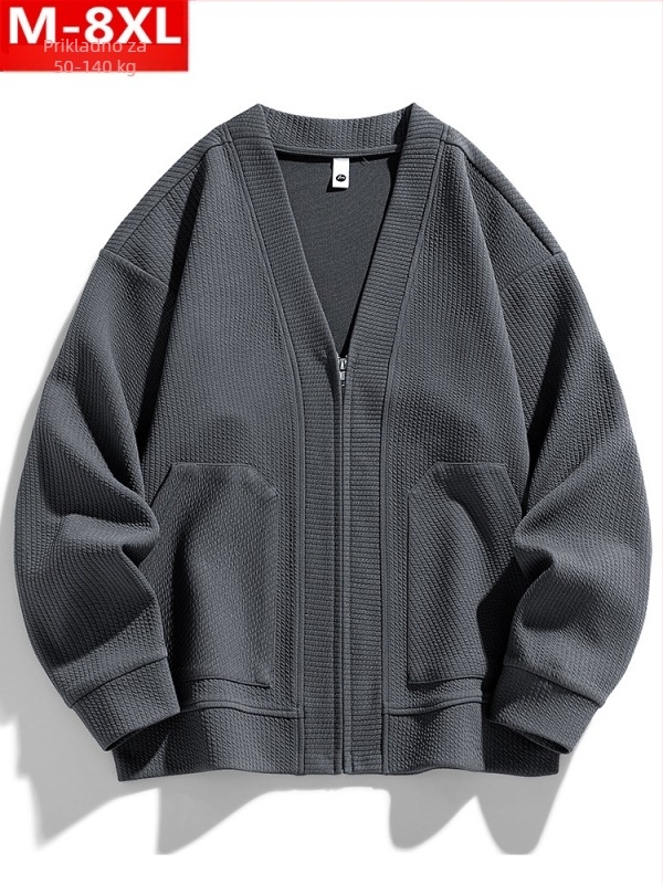 Pleten kardigan u hongkoškom stilu, prozračan materijal, V-izrez, dugi rukavi, ležeran kroj