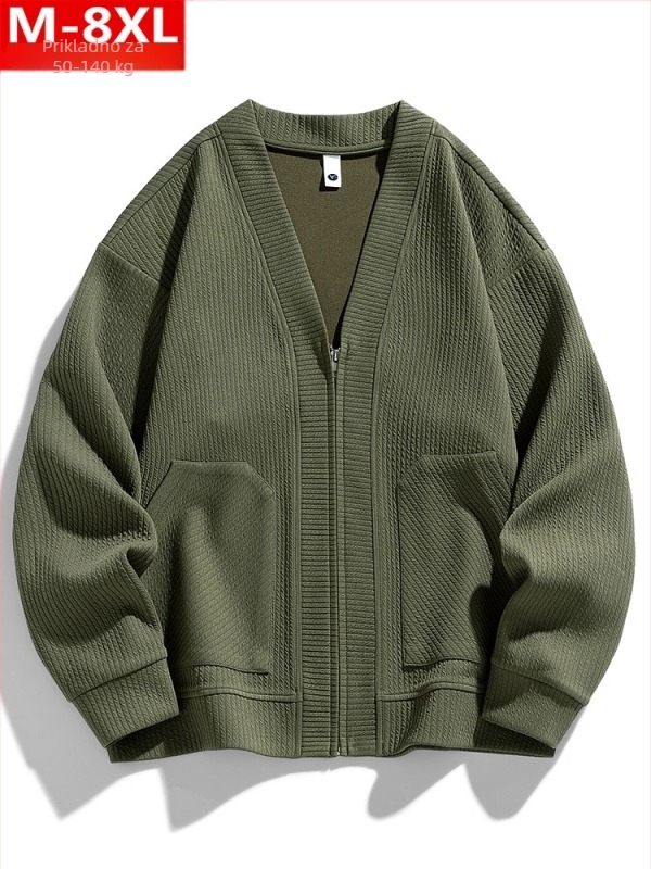 Pleten kardigan u hongkoškom stilu, prozračan materijal, V-izrez, dugi rukavi, ležeran kroj