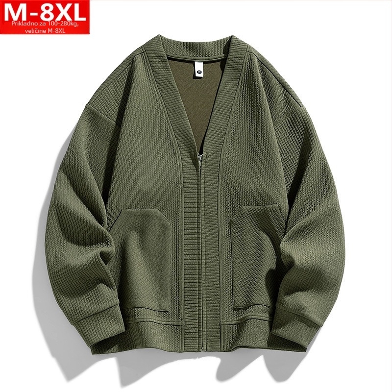 Pleten kardigan u hongkoškom stilu, prozračan materijal, V-izrez, dugi rukavi, ležeran kroj