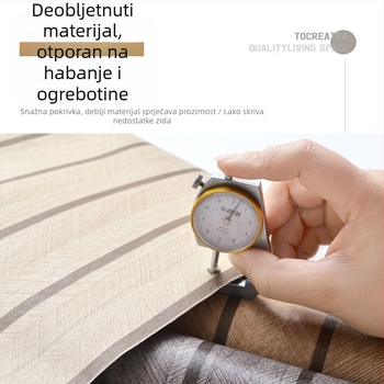 Samoljepljiva tapeta – mrežasti laneni uzorak, retro imitacija drveta, debeli PVC, vodootporna, otporna na vlagu, otporna na ulje