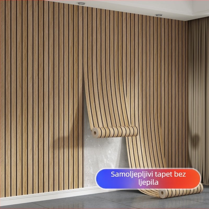 Samoljepljiva tapeta – mrežasti laneni uzorak, retro imitacija drveta, debeli PVC, vodootporna, otporna na vlagu, otporna na ulje