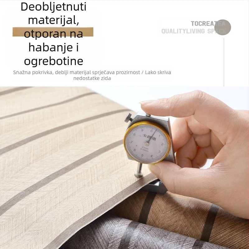 Samoljepljiva tapeta – mrežasti laneni uzorak, retro imitacija drveta, debeli PVC, vodootporna, otporna na vlagu, otporna na ulje