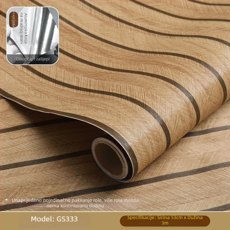 Samoljepljiva tapeta – mrežasti laneni uzorak, retro imitacija drveta, debeli PVC, vodootporna, otporna na vlagu, otporna na ulje