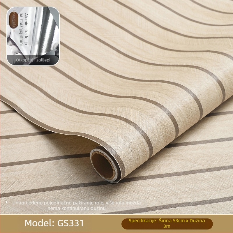 Samoljepljiva tapeta – mrežasti laneni uzorak, retro imitacija drveta, debeli PVC, vodootporna, otporna na vlagu, otporna na ulje