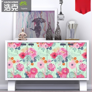PVC dekorativna stenska naljepnica za obnovu ormara — vodootporna, otporna na vlagu, protiv moljca, 1 komad, apstraktni / cvjetni uzorak