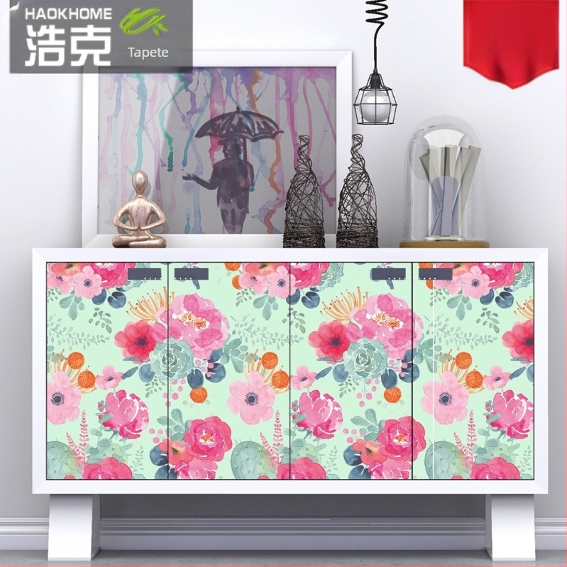 PVC dekorativna stenska naljepnica za obnovu ormara — vodootporna, otporna na vlagu, protiv moljca, 1 komad, apstraktni / cvjetni uzorak