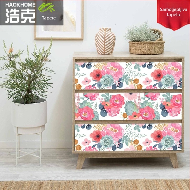 PVC dekorativna stenska naljepnica za obnovu ormara — vodootporna, otporna na vlagu, protiv moljca, 1 komad, apstraktni / cvjetni uzorak