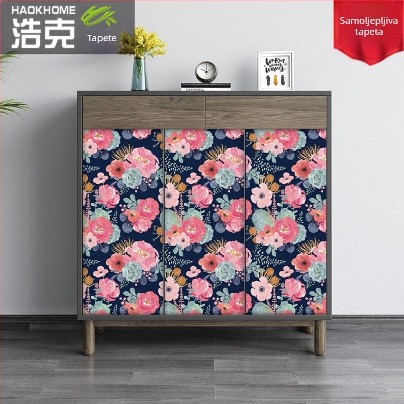PVC dekorativna stenska naljepnica za obnovu ormara — vodootporna, otporna na vlagu, protiv moljca, 1 komad, apstraktni / cvjetni uzorak