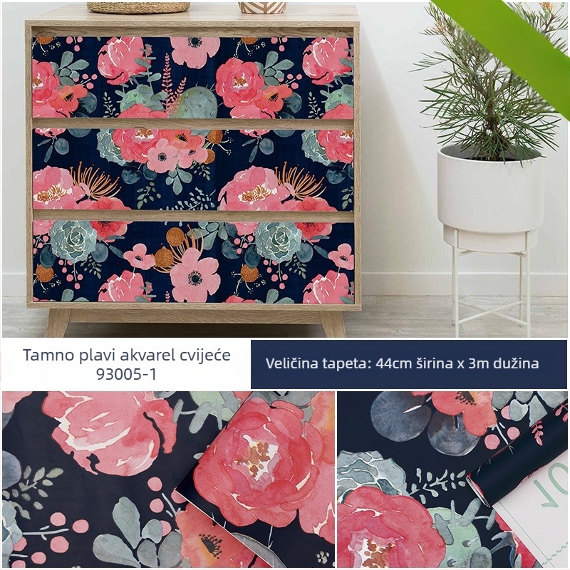 PVC dekorativna stenska naljepnica za obnovu ormara — vodootporna, otporna na vlagu, protiv moljca, 1 komad, apstraktni / cvjetni uzorak