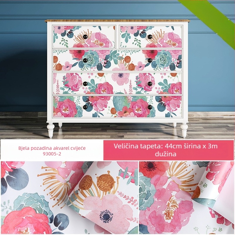 PVC dekorativna stenska naljepnica za obnovu ormara — vodootporna, otporna na vlagu, protiv moljca, 1 komad, apstraktni / cvjetni uzorak