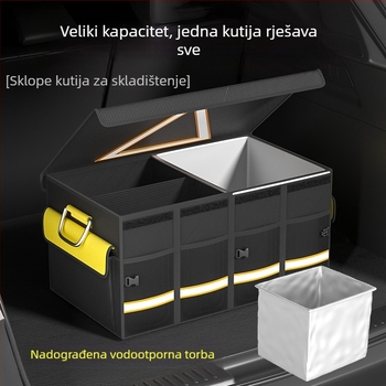 Kutija za skladištenje u prtljažniku automobila, sklopiva i vodootporna, s držalom, moguć ispis logotipa, od 1680D Oxford tkanine s PP pregradom
