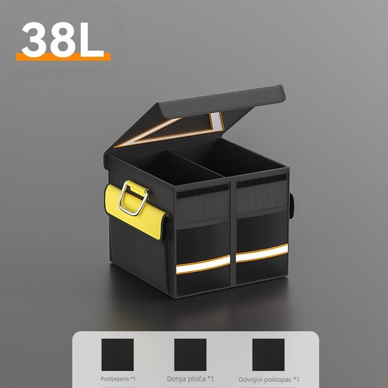 Kutija za skladištenje u prtljažniku automobila, sklopiva i vodootporna, s držalom, moguć ispis logotipa, od 1680D Oxford tkanine s PP pregradom