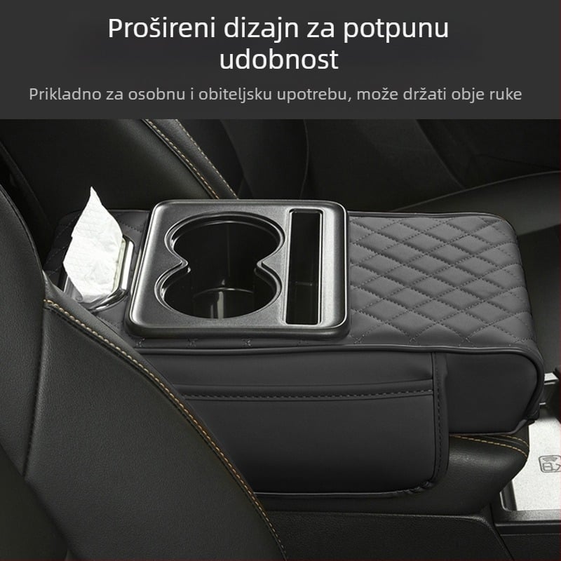 Kožna podložka naslona za ruku automobila s pretincom za maramice i držačem za čašu, univerzalna kompatibilnost, marka Huitian (Taizhou, Zhejiang), mogućnost prilagodbe