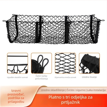 Mreža za prtljažnik s tri odjeljka, ovjes, prilagodljiva, tisak logotipa