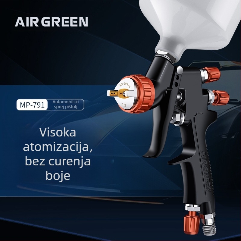 Topcoat sprej pištolj s gornjim spremnikom, visoka atomizacija, za automobile, namještaj i brodove, udaljenost prskanja 200 mm