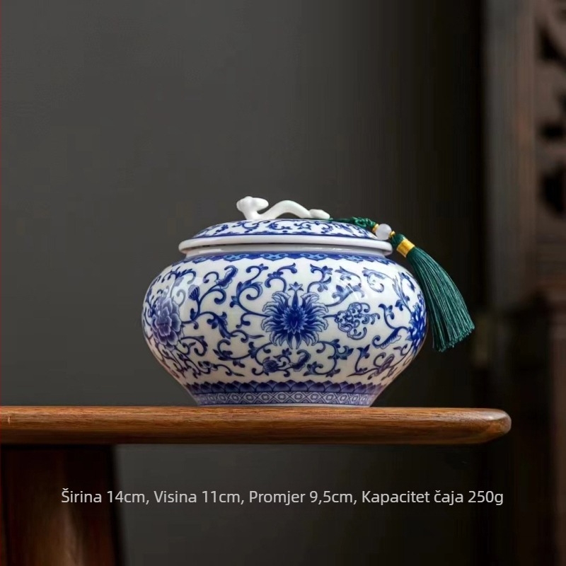 Keramička posuda za čaj s emajliranim završetkom, retro stil, motiv Ruyi s lotosom, težina 0,65 kg