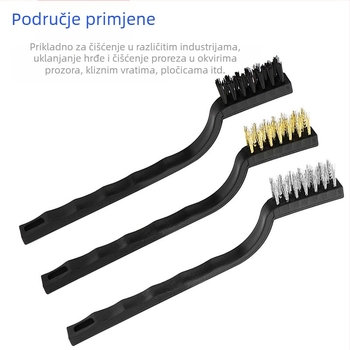 Set žičanih četkica: bakrena, najlon i nehrđajući čelik za uklanjanje hrđe i čišćenje spojeva u okvirima