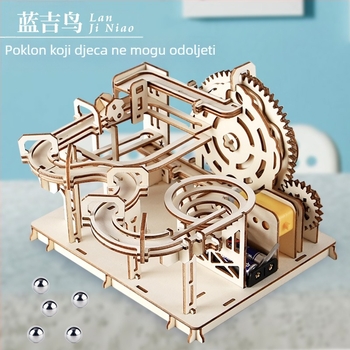 Drveni DIY znanstvena igra: staza za kuglicu, ručno sastavljiva, biologija/kemija, za uzrast 7–14 godina, Blue Jird