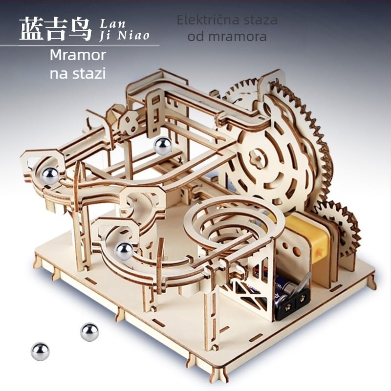 Drveni DIY znanstvena igra: staza za kuglicu, ručno sastavljiva, biologija/kemija, za uzrast 7–14 godina, Blue Jird