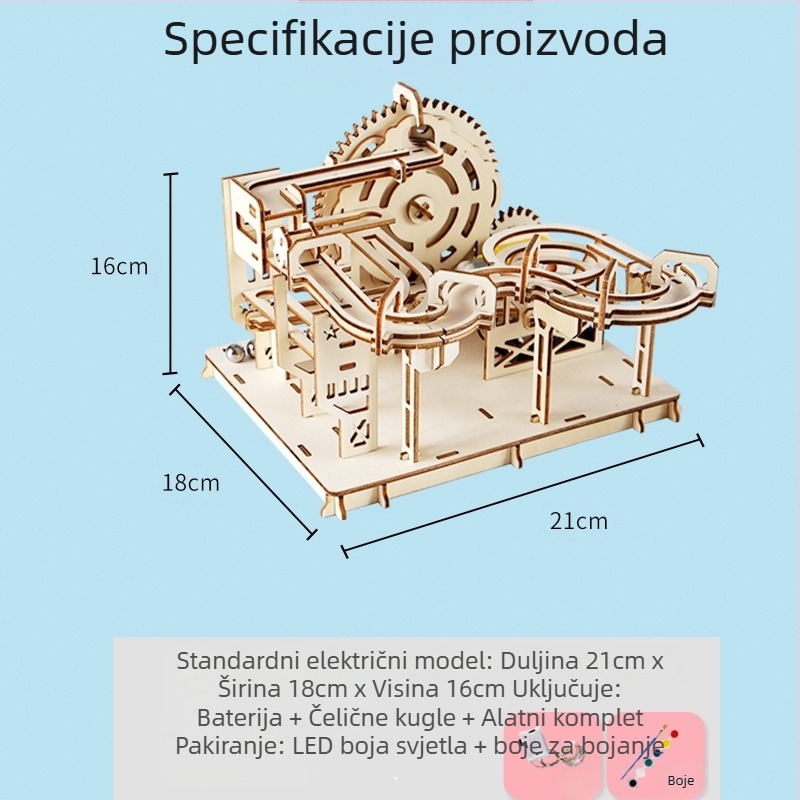Drveni DIY znanstvena igra: staza za kuglicu, ručno sastavljiva, biologija/kemija, za uzrast 7–14 godina, Blue Jird
