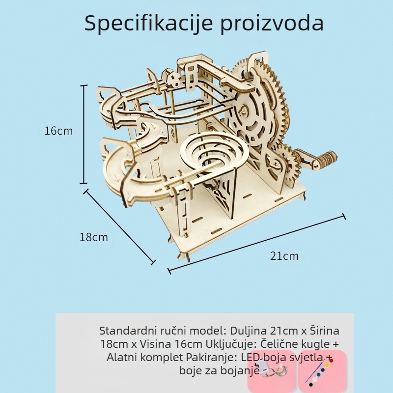 Drveni DIY znanstvena igra: staza za kuglicu, ručno sastavljiva, biologija/kemija, za uzrast 7–14 godina, Blue Jird