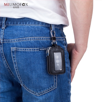 Torba za ključeve automobila od prave kože, dvostruka sloj, zatvarač, unisex, prozirno ogledalo