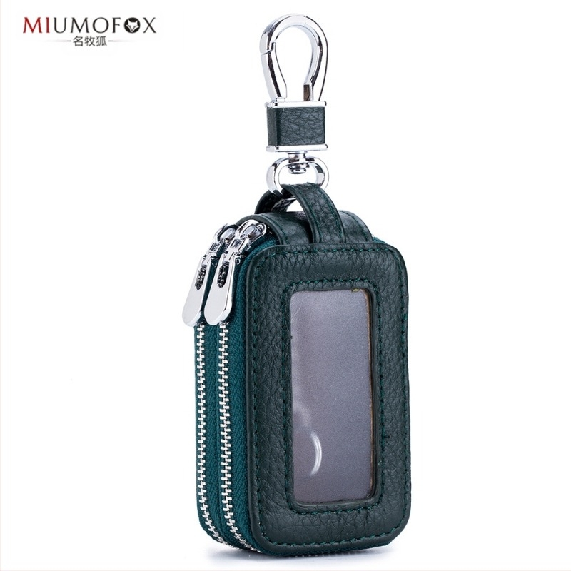 Torba za ključeve automobila od prave kože, dvostruka sloj, zatvarač, unisex, prozirno ogledalo