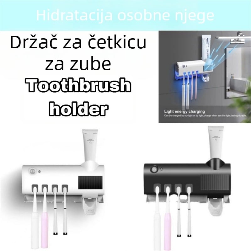 Držač četkica za zube s UV sterilizacijom, zidni, ABS, mogućnost logotipa