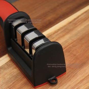 Keramički alat za oštrenje noževa, ručni, s otisnutim logotipom, moderan minimalistički kuhinjski oštrač s 3-4 sekcije