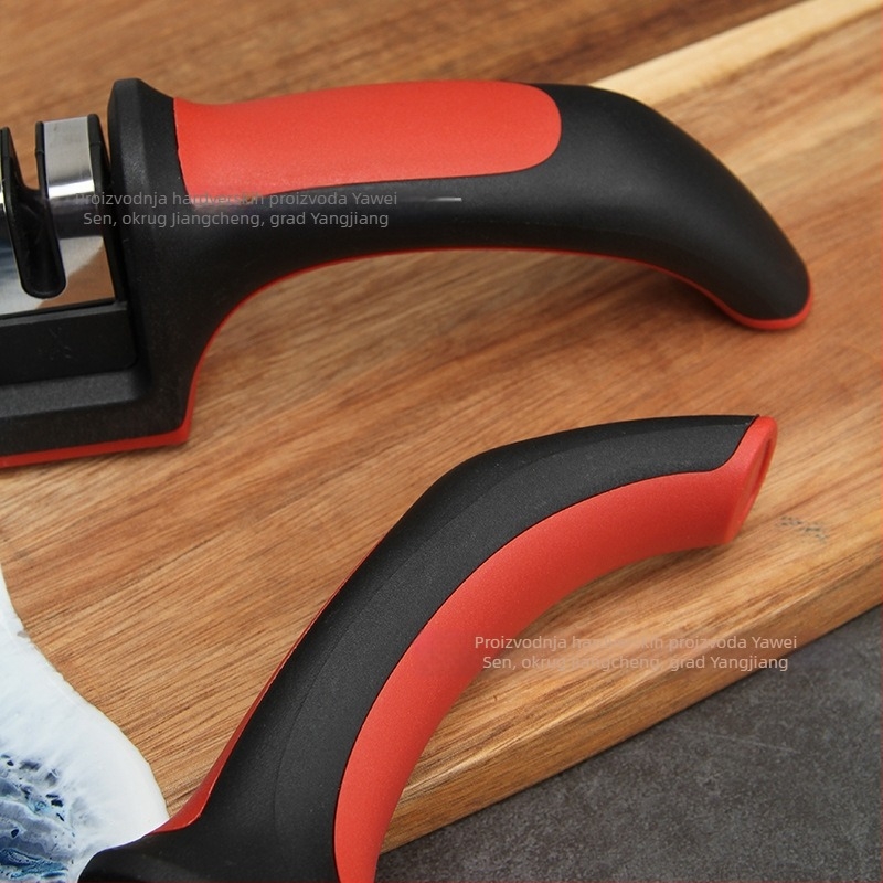 Keramički alat za oštrenje noževa, ručni, s otisnutim logotipom, moderan minimalistički kuhinjski oštrač s 3-4 sekcije