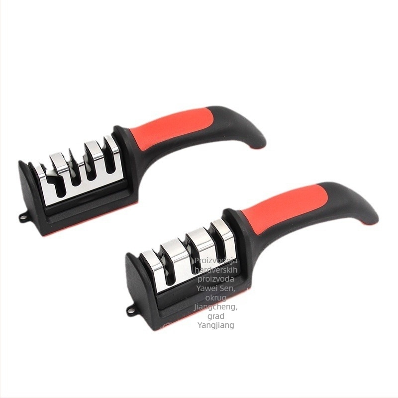 Keramički alat za oštrenje noževa, ručni, s otisnutim logotipom, moderan minimalistički kuhinjski oštrač s 3-4 sekcije