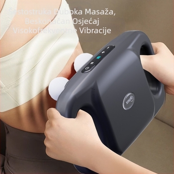 Perkusijski masažer s 6 nastavaka, brushless motor, ugrađena baterija 2000–4000 mAh, LCD zaslon, 5+ brzina, buka 36–45 dB