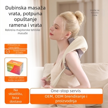 RN01 Masažer trapezijskog mišića ramena i vrata – 6 glava masaže, punjiva baterija, infracrvena fizioterapija, 3. stupanj, tajmer