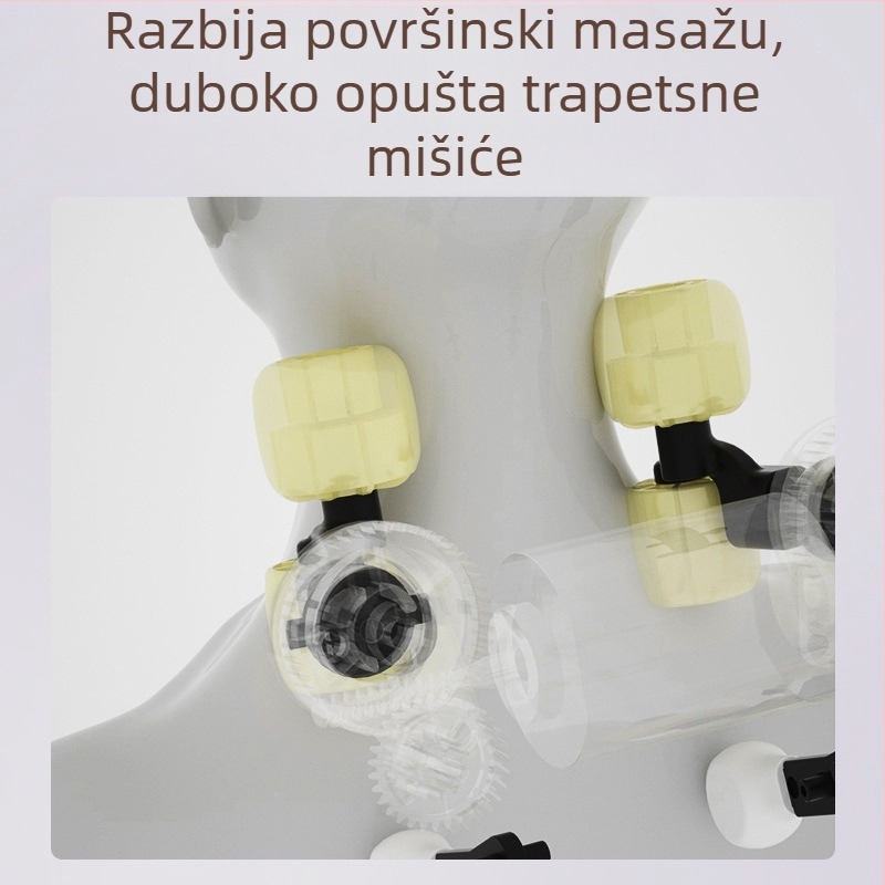 RN01 Masažer trapezijskog mišića ramena i vrata – 6 glava masaže, punjiva baterija, infracrvena fizioterapija, 3. stupanj, tajmer