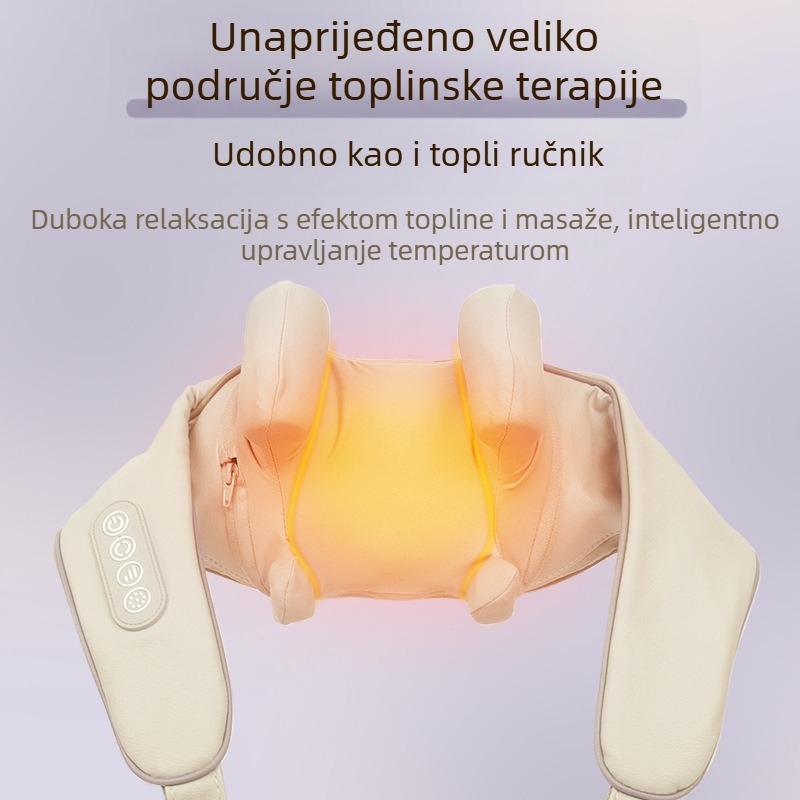 RN01 Masažer trapezijskog mišića ramena i vrata – 6 glava masaže, punjiva baterija, infracrvena fizioterapija, 3. stupanj, tajmer
