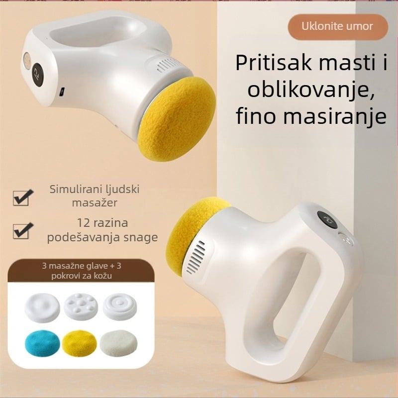 Ručni masažni uređaj s USB napajanjem, 3 brzine i tri vrste masažnih glava: konveksna okrugla glava, akupunkturna glava i okrugla glava, za glavu, vrat, ramena, leđa i noge