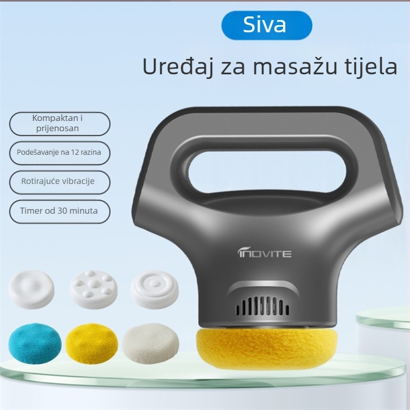 Ručni masažni uređaj s USB napajanjem, 3 brzine i tri vrste masažnih glava: konveksna okrugla glava, akupunkturna glava i okrugla glava, za glavu, vrat, ramena, leđa i noge