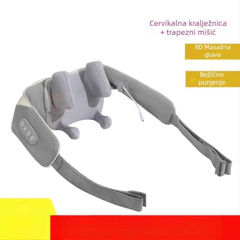 Massager za vrat i ramena s infracrvenom fizioterapijom, 6 masažnih glava, punjivi, model A6688, 3 brzine