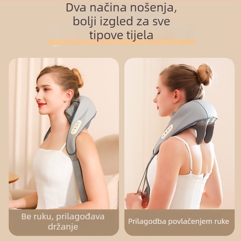 Massager za vrat i ramena s infracrvenom fizioterapijom, 6 masažnih glava, punjivi, model A6688, 3 brzine