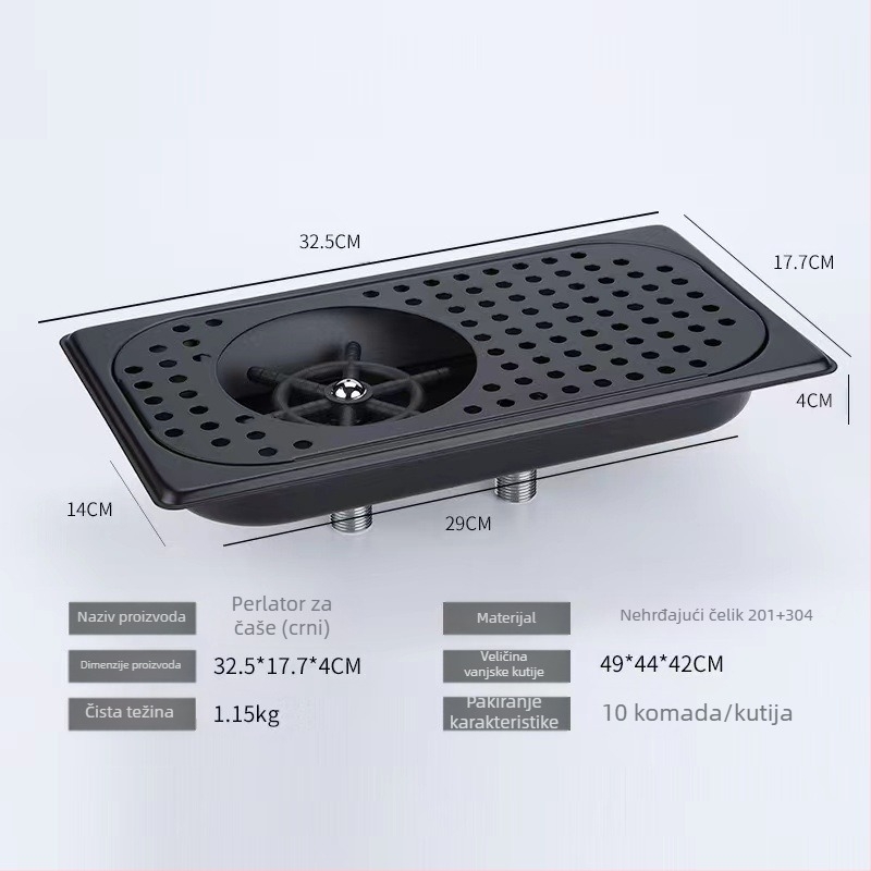 Automatski stroj za pranje čaša od nehrđajućeg čelika – ugrađen u bar-pult, visokotlačni mlaz vode, sud s filtrom i mrežicom