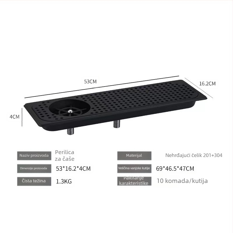 Automatski stroj za pranje čaša od nehrđajućeg čelika – ugrađen u bar-pult, visokotlačni mlaz vode, sud s filtrom i mrežicom