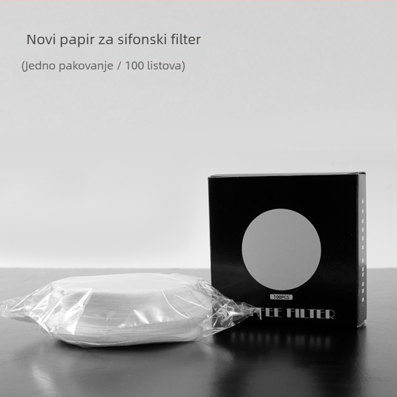 Filtr za sifonsku kavu, od nehrđajućeg čelika 304, kompatibilan sa sifonskim aparatima, uključuje filtrnu tkaninu i papir