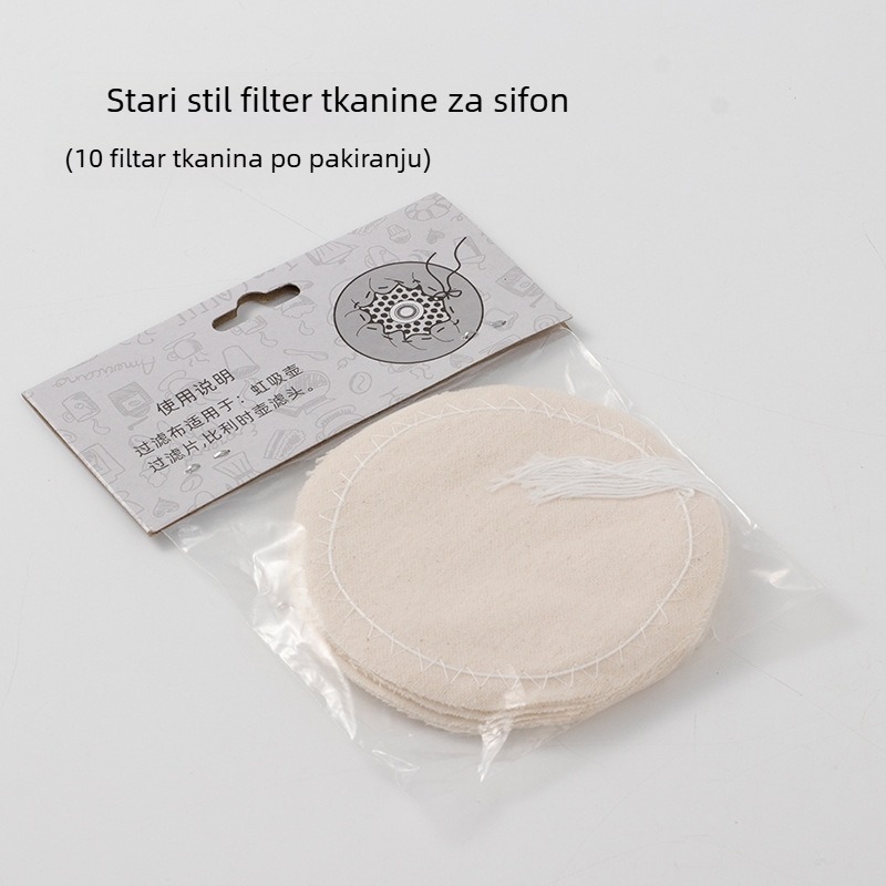 Filtr za sifonsku kavu, od nehrđajućeg čelika 304, kompatibilan sa sifonskim aparatima, uključuje filtrnu tkaninu i papir